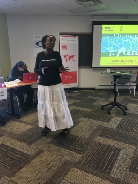 Louise Simbandumwe did a guest lecture on how to turn our passions for human rights into action!