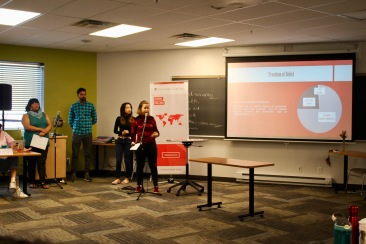 Student presents in front of class as part of group project